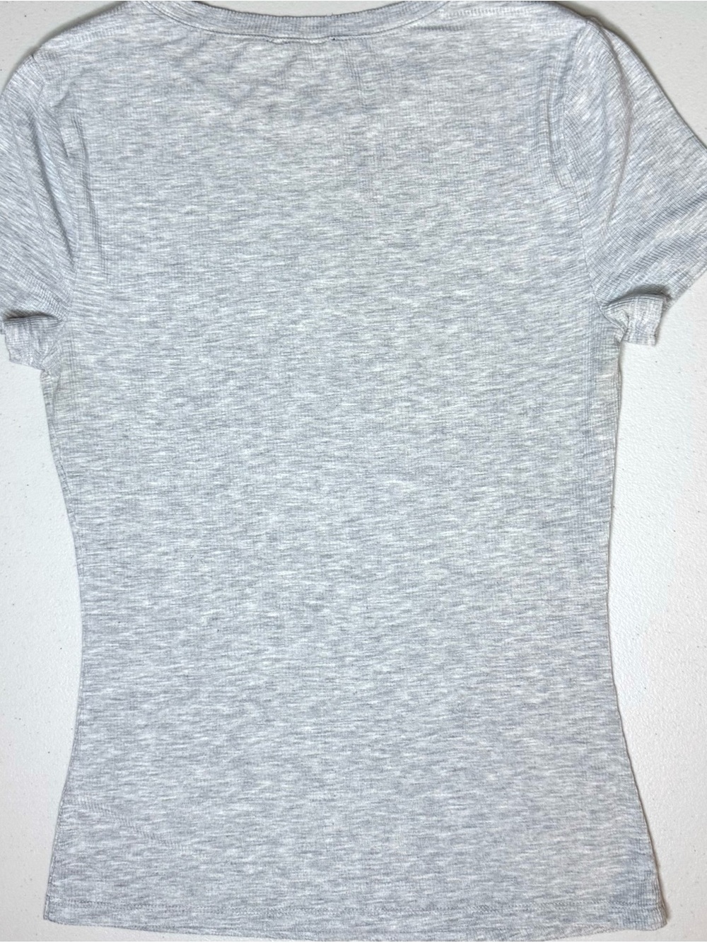 Express Fitted Ribbed Tee Heather Gray Crew Neck Stretch Top Size Medium - Picture 2 of 5